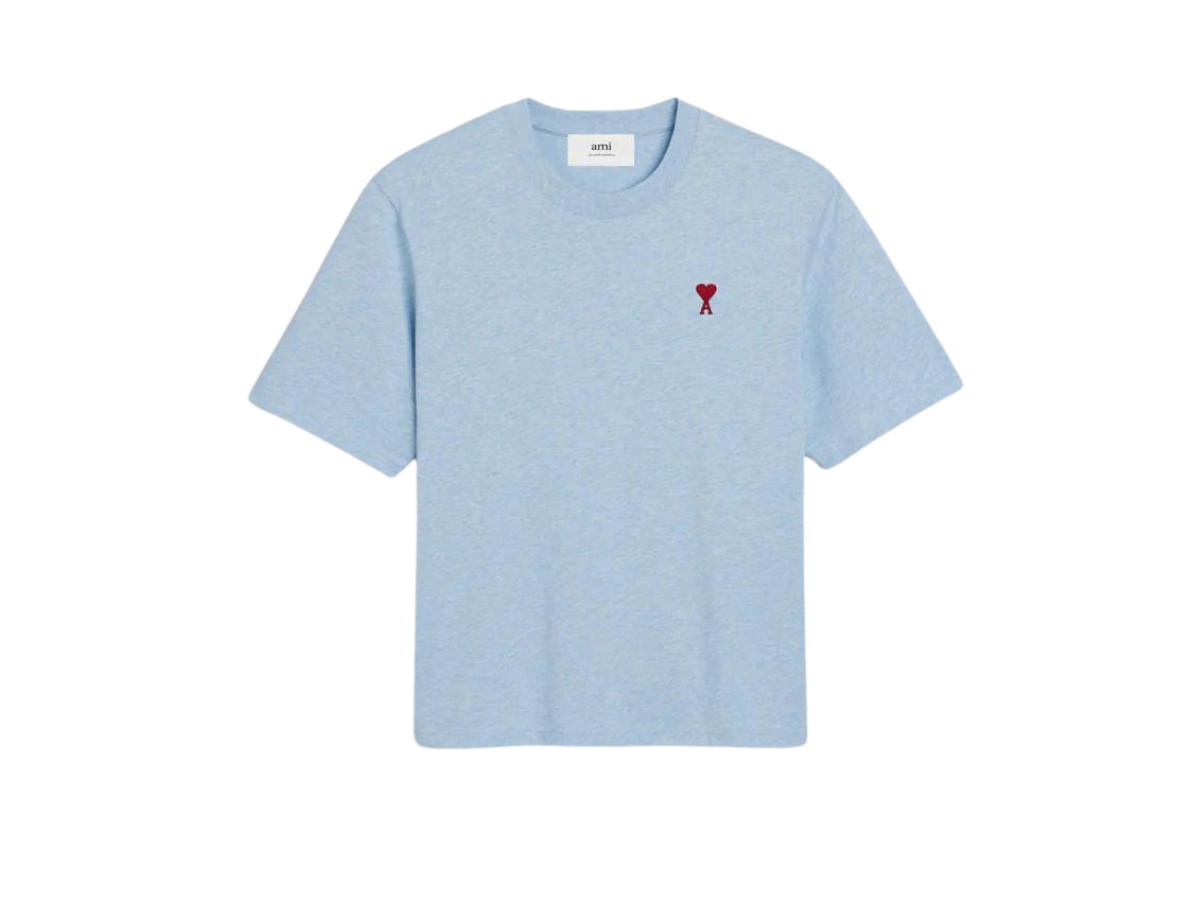 Ami Paris Ami Paris Red Ami De Coeur T-Shirt In Heavy Jersey Organic Cotton Heather Cashmere Blue