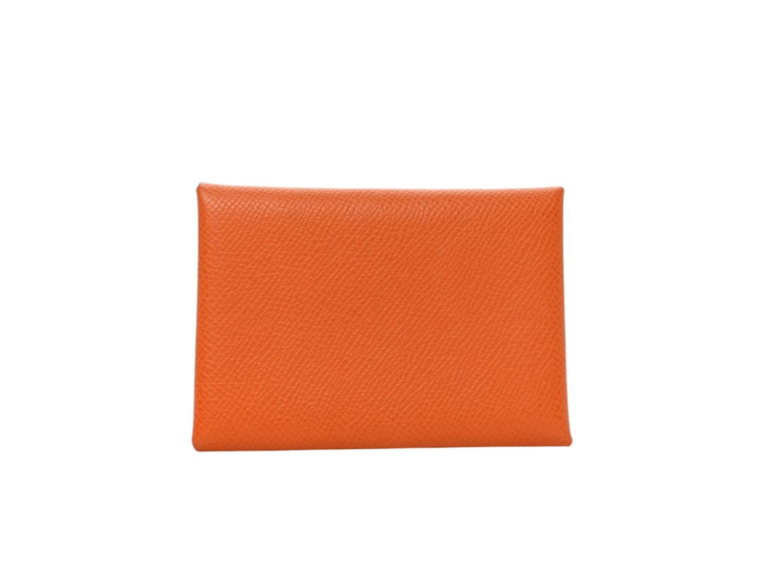 Hermes Hermes Verso Calvi Duo Card Case Orange Lime