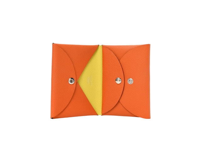 Hermes Hermes Verso Calvi Duo Card Case Orange Lime - view 2