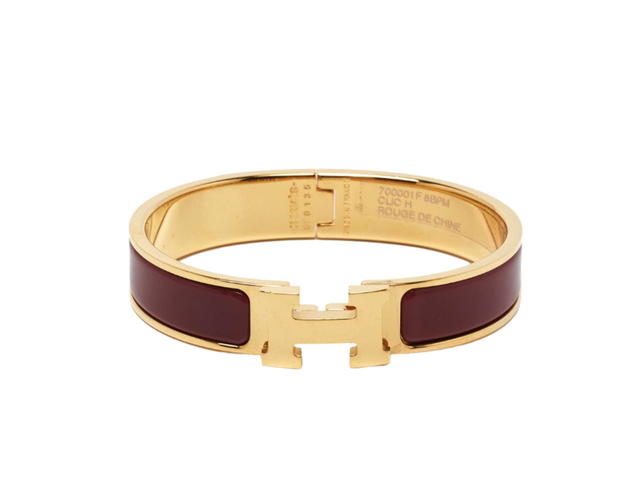 Hermes Hermes Clic H Bracelet In Enamel With Gold-Plated Hardware Burgundy - view 1