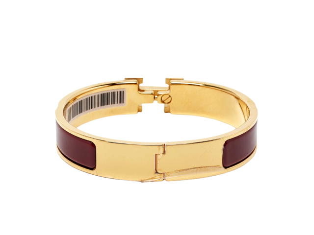 Hermes Hermes Clic H Bracelet In Enamel With Gold-Plated Hardware Burgundy - view 2