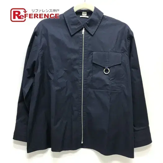 Buy HERMES 23SS Serie Button Zip up Cut Long sleeve shirt cotton Navy at Sasom – Authentic and Ready to Ship
