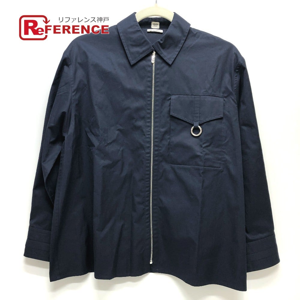 Hermes HERMES 23SS Serie Button Zip up Cut Long sleeve shirt cotton Navy