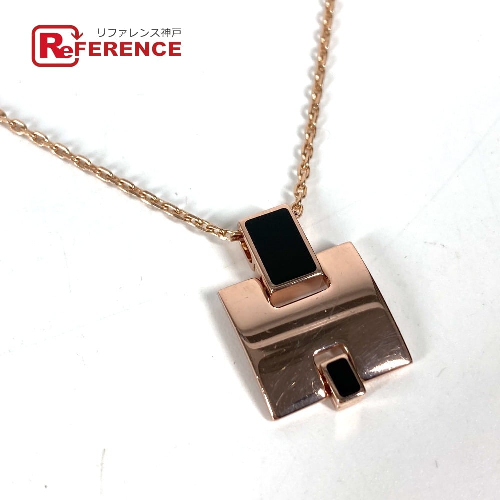 Hermes HERMES Accessories Eileen Chain H logo Necklace Metal Black/Pink Gold