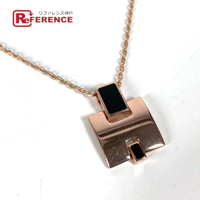 Hermes HERMES Accessories Eileen Chain H logo Necklace Metal Black/Pink Gold - view 1