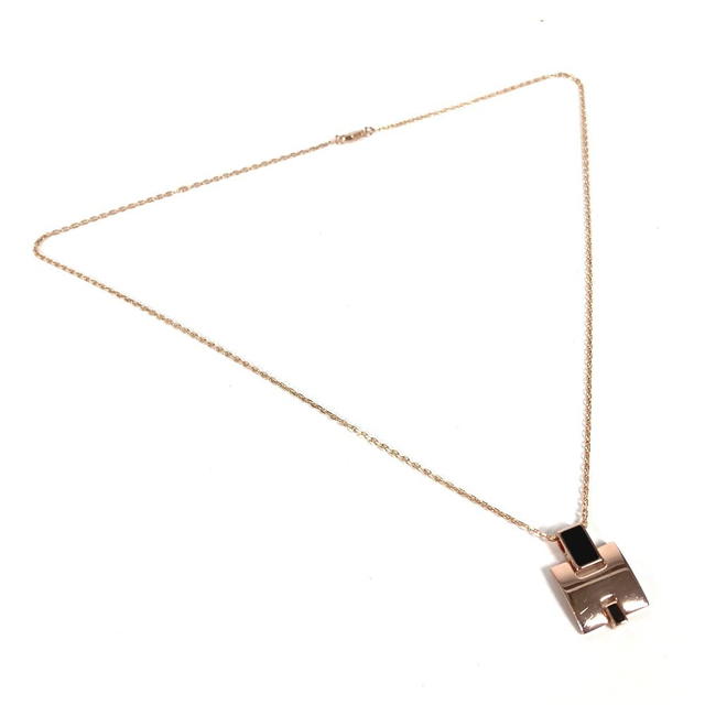 Hermes HERMES Accessories Eileen Chain H logo Necklace Metal Black/Pink Gold - view 3