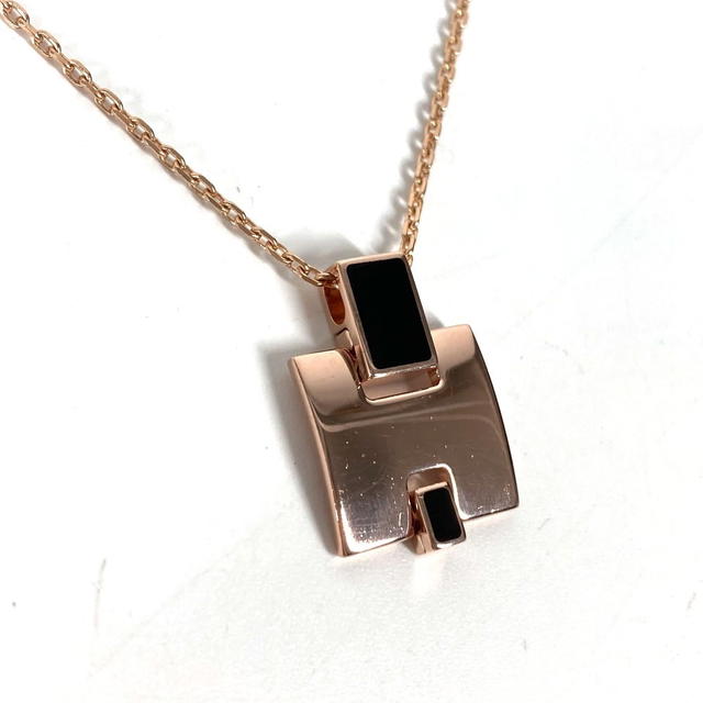 Hermes HERMES Accessories Eileen Chain H logo Necklace Metal Black/Pink Gold - view 4