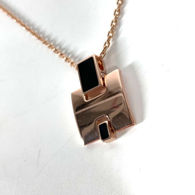 Hermes HERMES Accessories Eileen Chain H logo Necklace Metal Black/Pink Gold - view 5