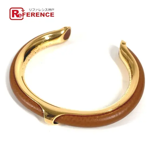 Buy HERMES Accessory bracelet Bangle Metal / Leather Brown/GoldHardware at Sasom – Authentic and Ready to Ship