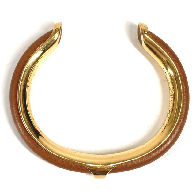 Hermes HERMES Accessory bracelet Bangle Metal / Leather Brown/GoldHardware - view 4