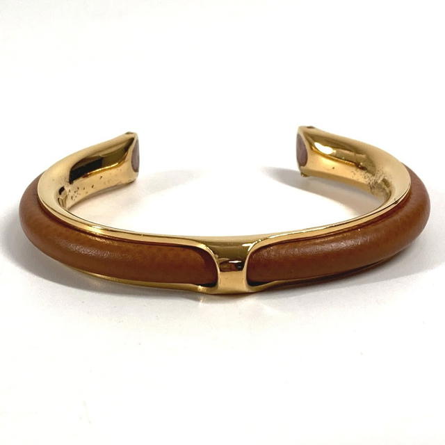 Hermes HERMES Accessory bracelet Bangle Metal / Leather Brown/GoldHardware - view 5
