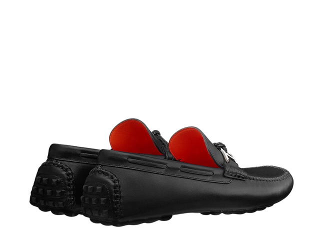 Hermes Hermes Alessandro Loafer In Calfskin With Braided Leather Cord And Chaine d'Ancre Buckle Noir - view 3