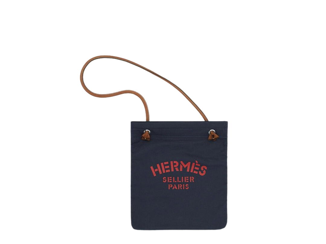 Hermes Hermes Aline Grooming Bag In Herringbone Canvas With Palladium Hardware Bleu Indigo Gold