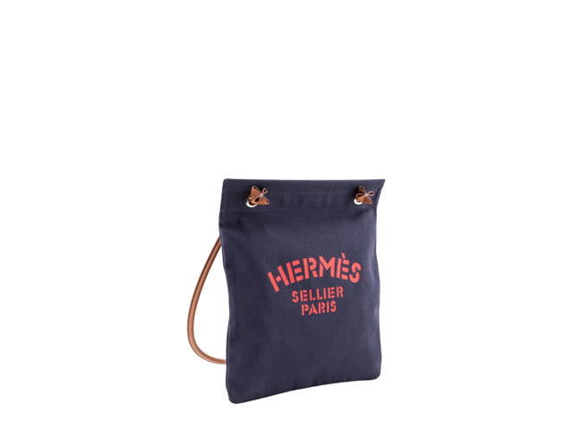 Hermes Hermes Aline Grooming Bag In Herringbone Canvas With Palladium Hardware Bleu Indigo Gold - view 4