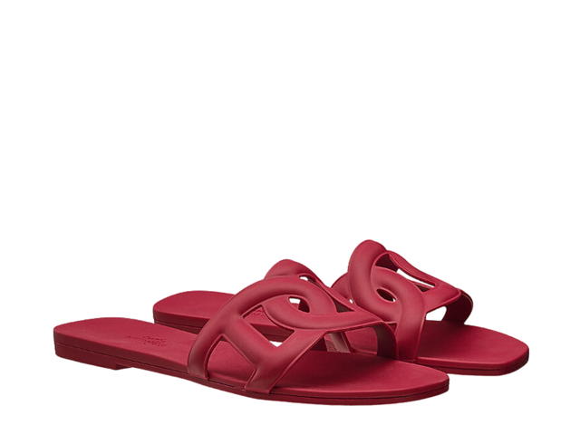 Hermes Hermes Aloha Sandal In Rubber With Chaine d'Ancre Rose Baie - view 3