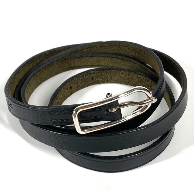Hermes HERMES API 4-row long logo accessories Bracelet Leather Black/SilverHardware - view 2