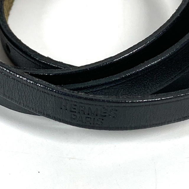 Hermes HERMES API 4-row long logo accessories Bracelet Leather Black/SilverHardware - view 3
