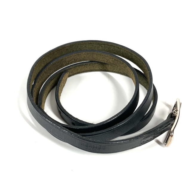 Hermes HERMES API 4-row long logo accessories Bracelet Leather Black/SilverHardware - view 4