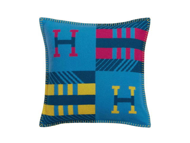 Hermes Hermes Avalon Jump'H Pillow In Jacquard Woven Wool And Cashmere Outremer-Indigo - view 1