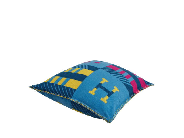 Hermes Hermes Avalon Jump'H Pillow In Jacquard Woven Wool And Cashmere Outremer-Indigo - view 2