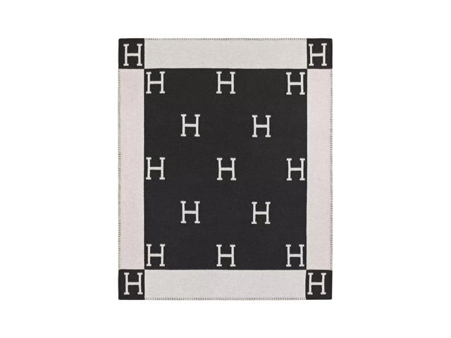 Hermes Hermes Avalon Throw Blanket In Merinos Wool And Cashmere Ecru Gris Fonce - view 1