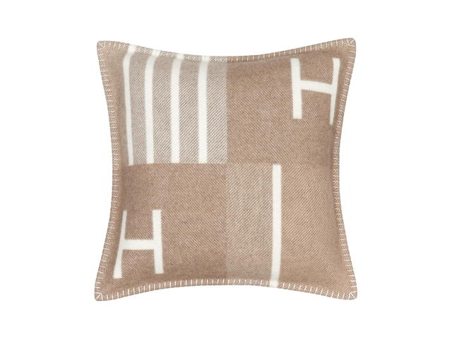 Hermes Hermes Avalon Vibration Pillow Small In Jacquard Woven Wool And Cashmere Ecru-Cream - view 1
