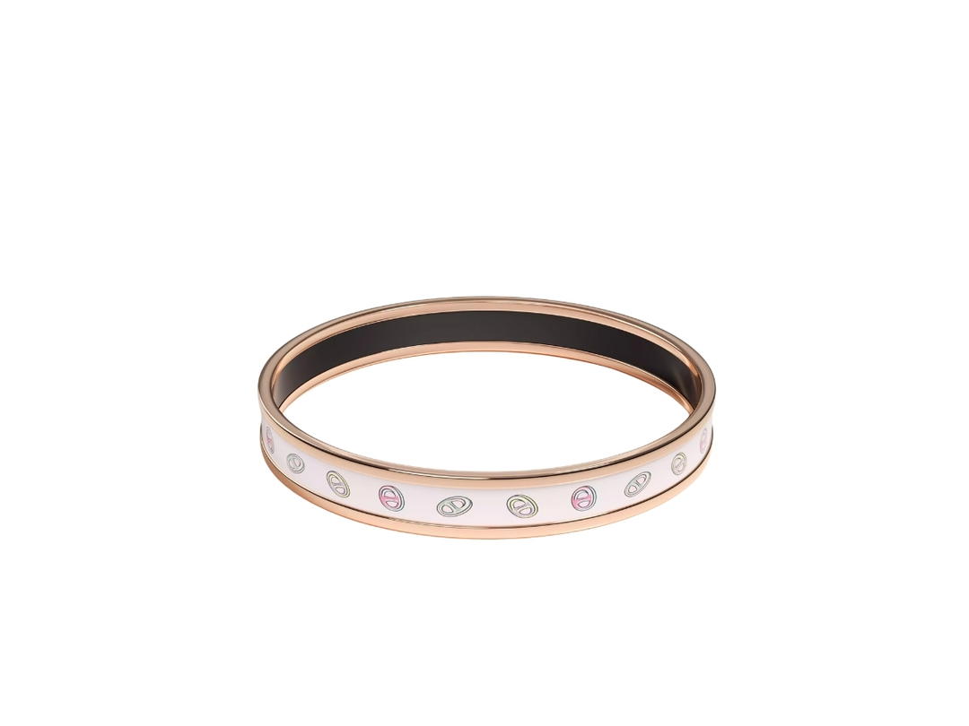 Hermes Hermes Bangle Narrow In Funny Ice Cream Printed Enamel With Rose Gold-Plated Hardware Jasmin