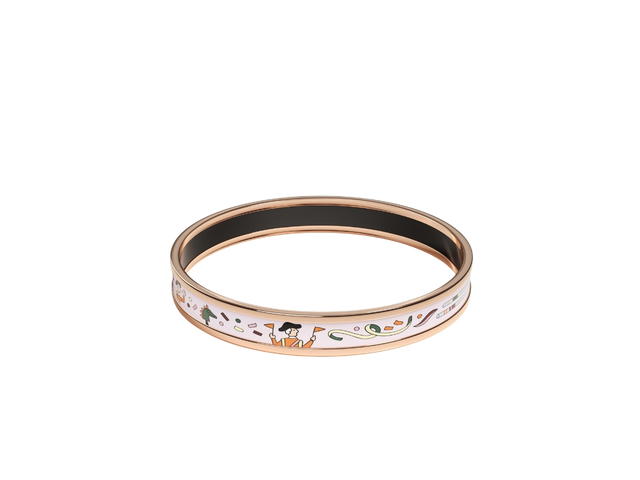 Hermes Hermes Bangle Narrow In L'Epopee d'Hermès Printed Enamel With Rose Gold-Plated Hardware Dragée - view 2
