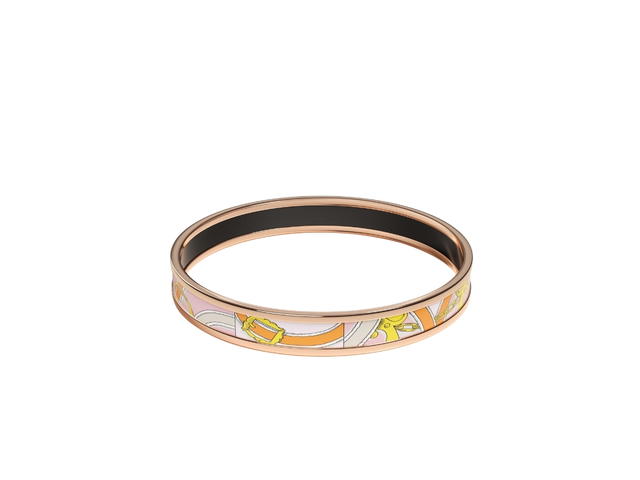 Hermes Hermes Bangle Narrow In L'Instruction du Roy Printed Enamel With Rose Gold-Plated Hardware Dragée - view 2