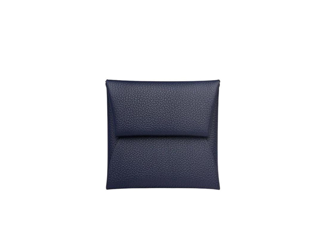 Hermes Hermes Bastia Change Purse Epsom Calfskin Bleu Nuit Palladium-Plated
