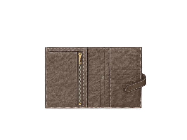 Hermes Hermes Bearn Compact Wallet Epsom Calfskin Etoupe Gold-Plated - view 2