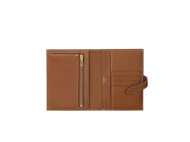 Hermes Hermes Bearn Compact Wallet In Epsom Calfskin With Gold-Plated H Tab Closure Gold - view 2