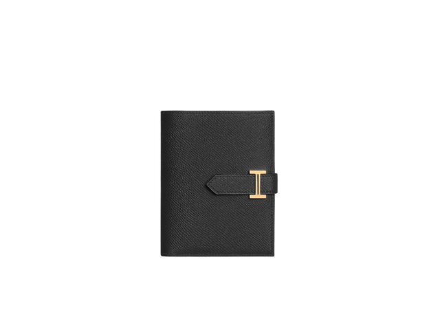 Hermes Hermes Bearn Compact Wallet In Epsom Calfskin With Gold-Plated H Tab Closure Noir - view 1