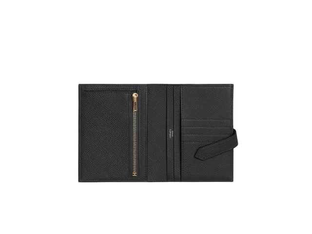 Hermes Hermes Bearn Compact Wallet In Epsom Calfskin With Gold-Plated H Tab Closure Noir - view 2
