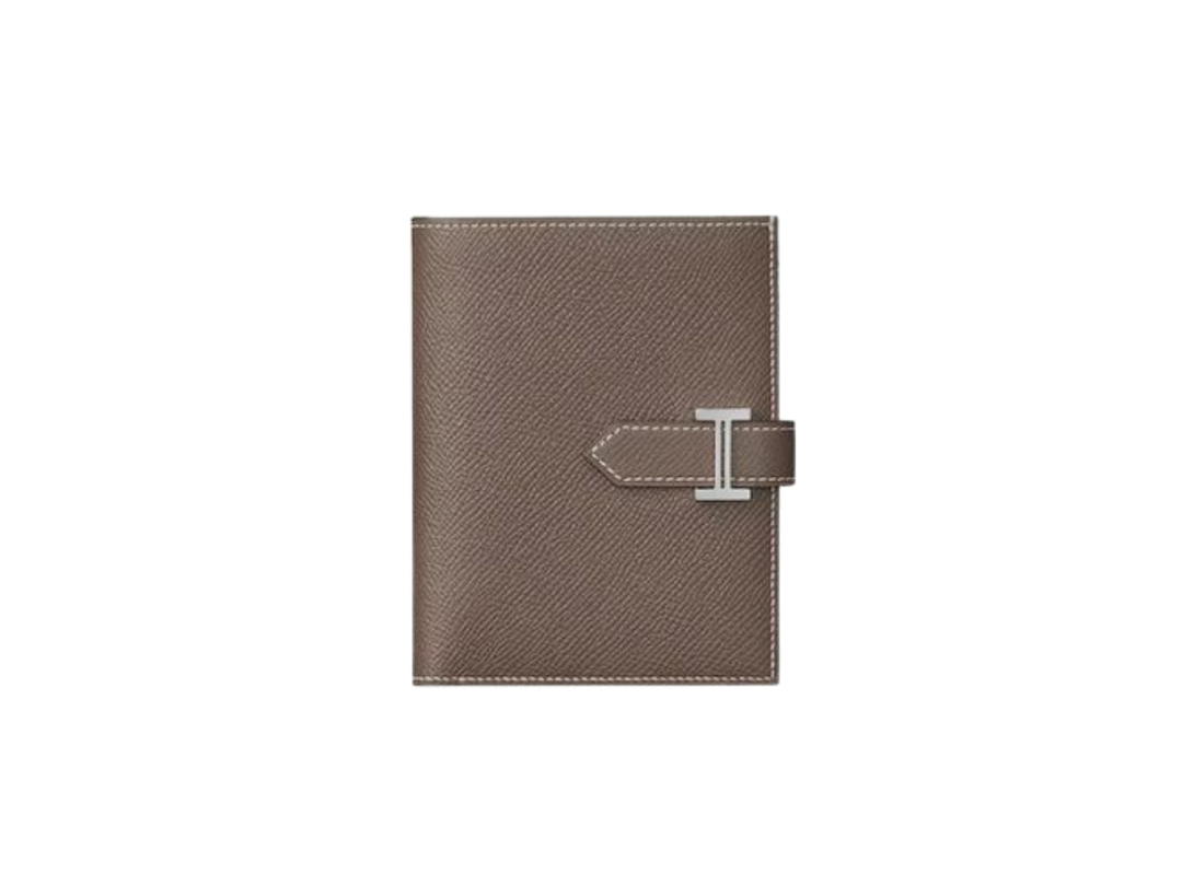 Hermes Hermes Bearn Compact Wallet In Epsom Calfskin With Palladium-Plated H Tab Closure Étoupe
