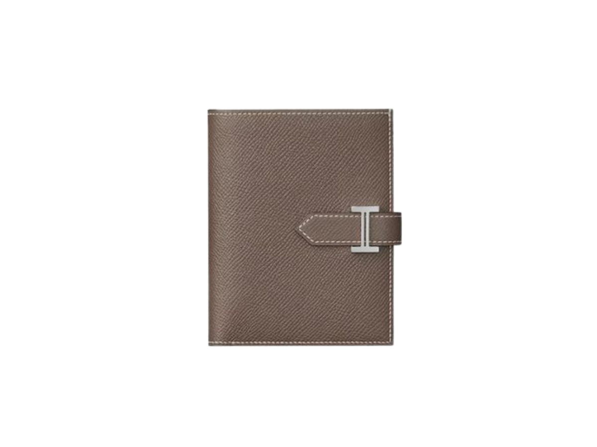 Hermes Hermes Bearn Compact Wallet In Epsom Calfskin With Palladium-Plated H Tab Closure Étoupe