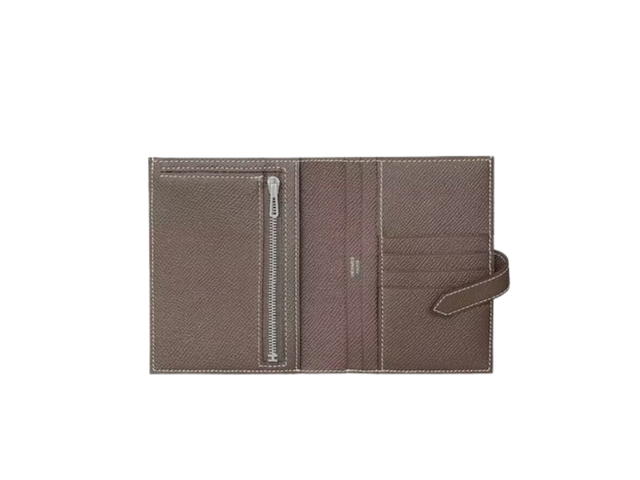Hermes Hermes Bearn Compact Wallet In Epsom Calfskin With Palladium-Plated H Tab Closure Étoupe - view 2