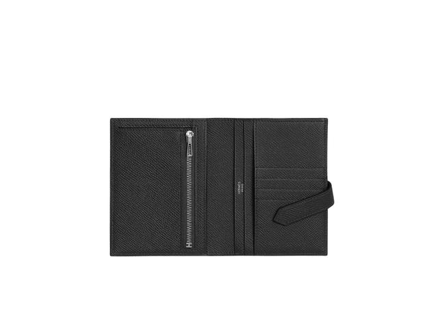 Hermes Hermes Bearn Compact Wallet In Epsom Calfskin With Palladium-Plated H Tab Closure Noir - view 2