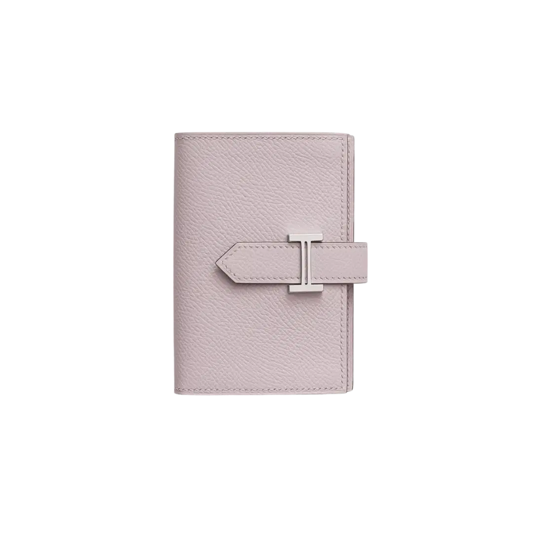 Hermes Hermes Bearn Mini Wallet Epsom & Palladium Mauve Pale
