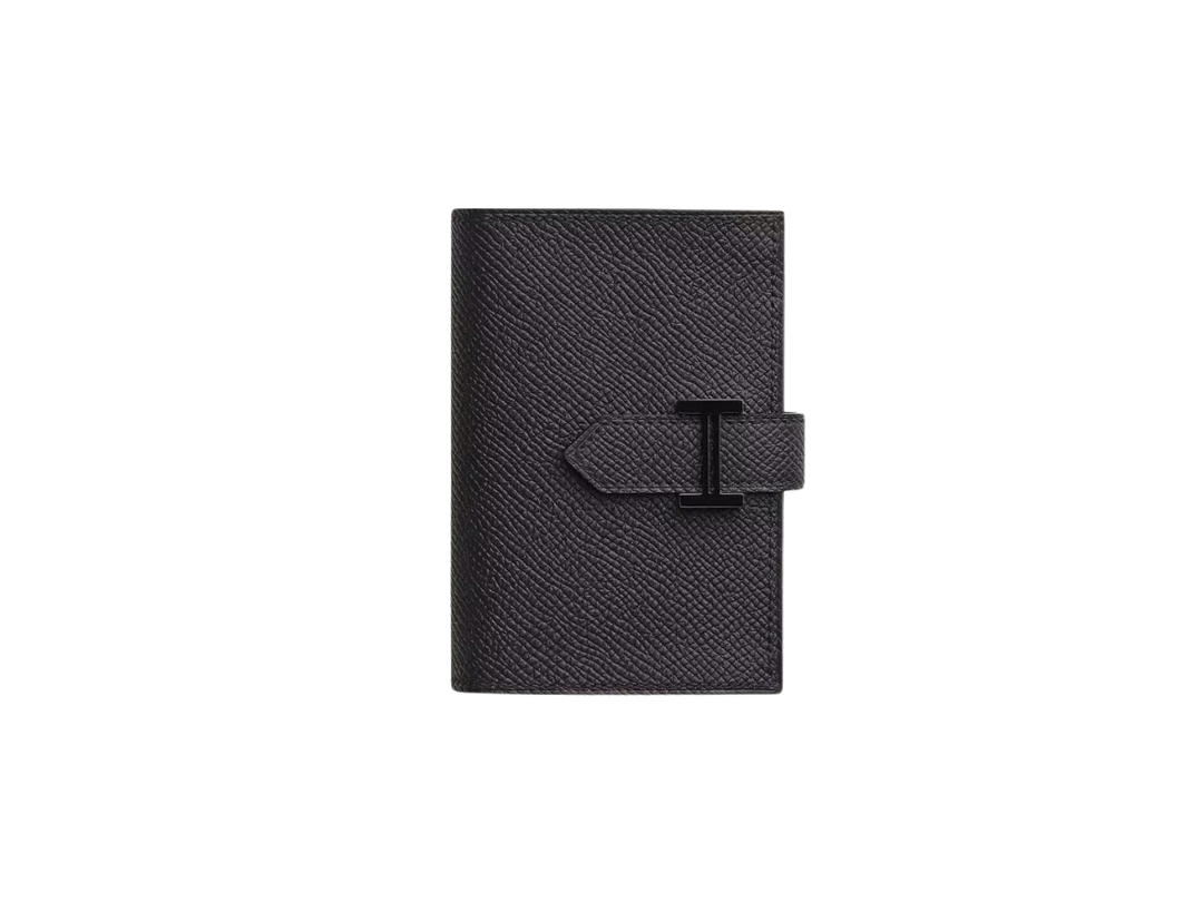 Hermes Hermes Bearn Monochrome Card Holder In Epsom Calfskin With Black PVD Hardware Noir