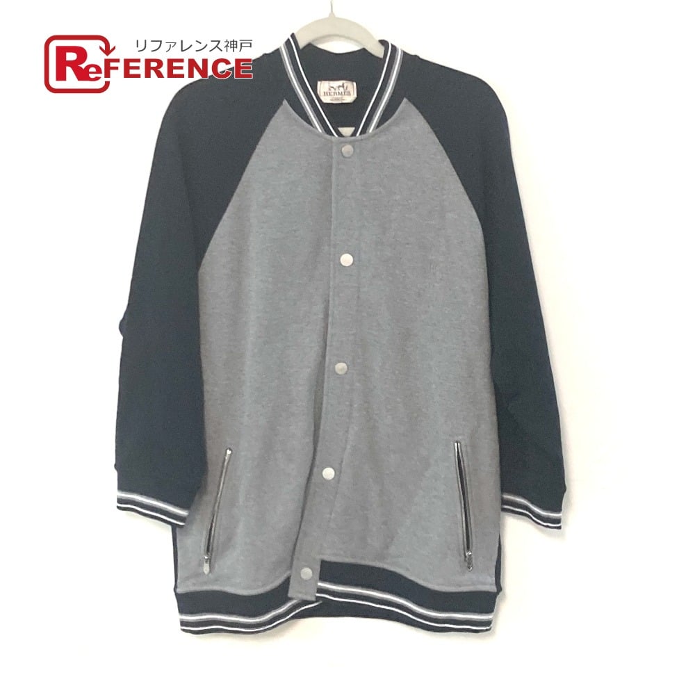 Hermes HERMES Bicolor Serie Logo Teddy Blouson Stadium Jumper Long Sleeve Jacket