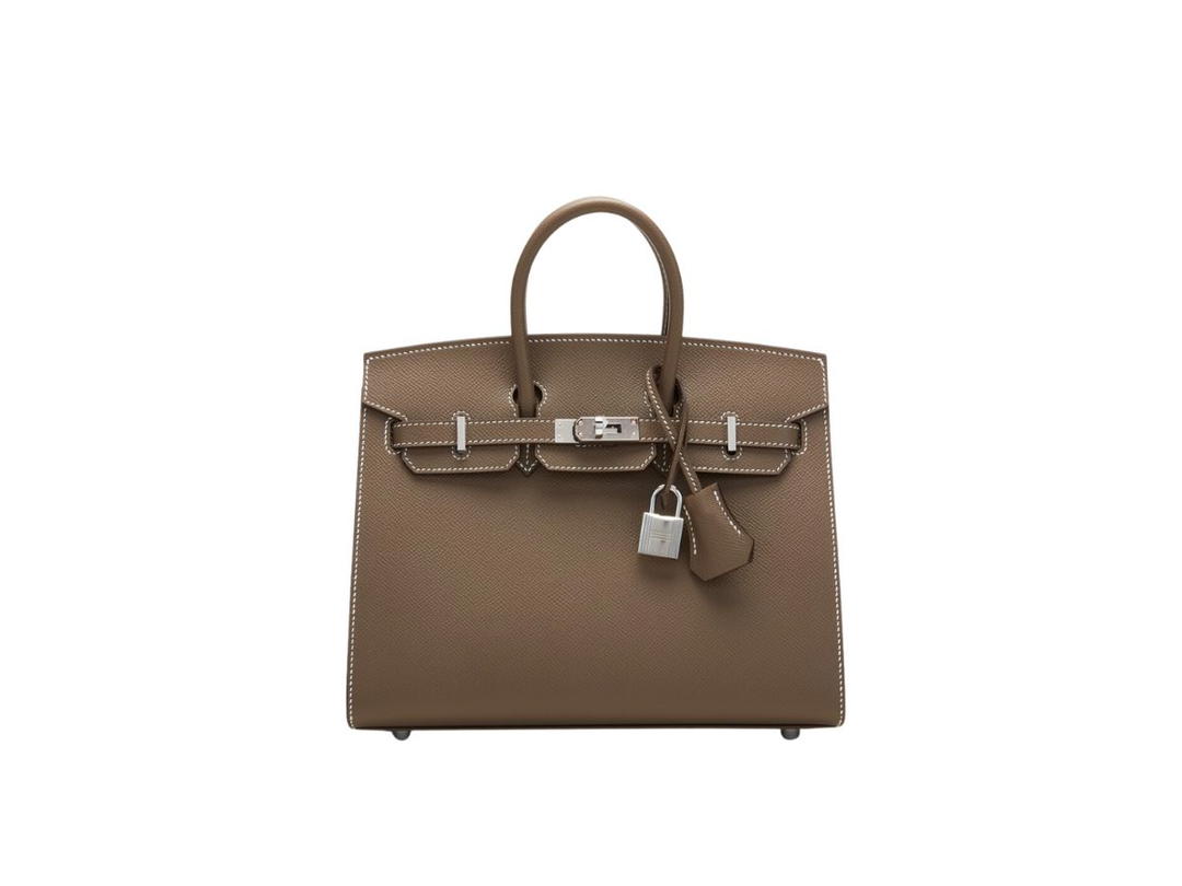 Hermes Hermes Birkin 25 Bag In Epsom Calfskin Leather With Palladium-Plated Hardware Etoupe