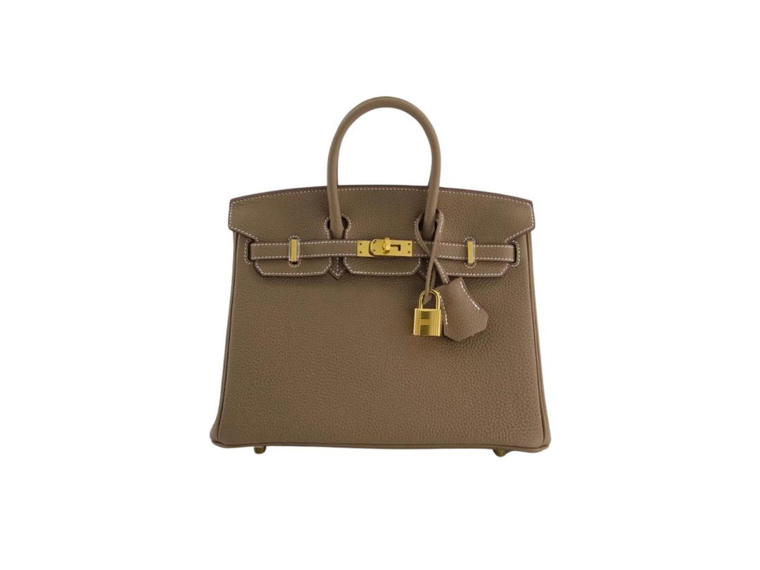 Hermes Hermes Birkin 25 Bag In Epsom Togo Leather With Gold-Plated Hardware Etoupe