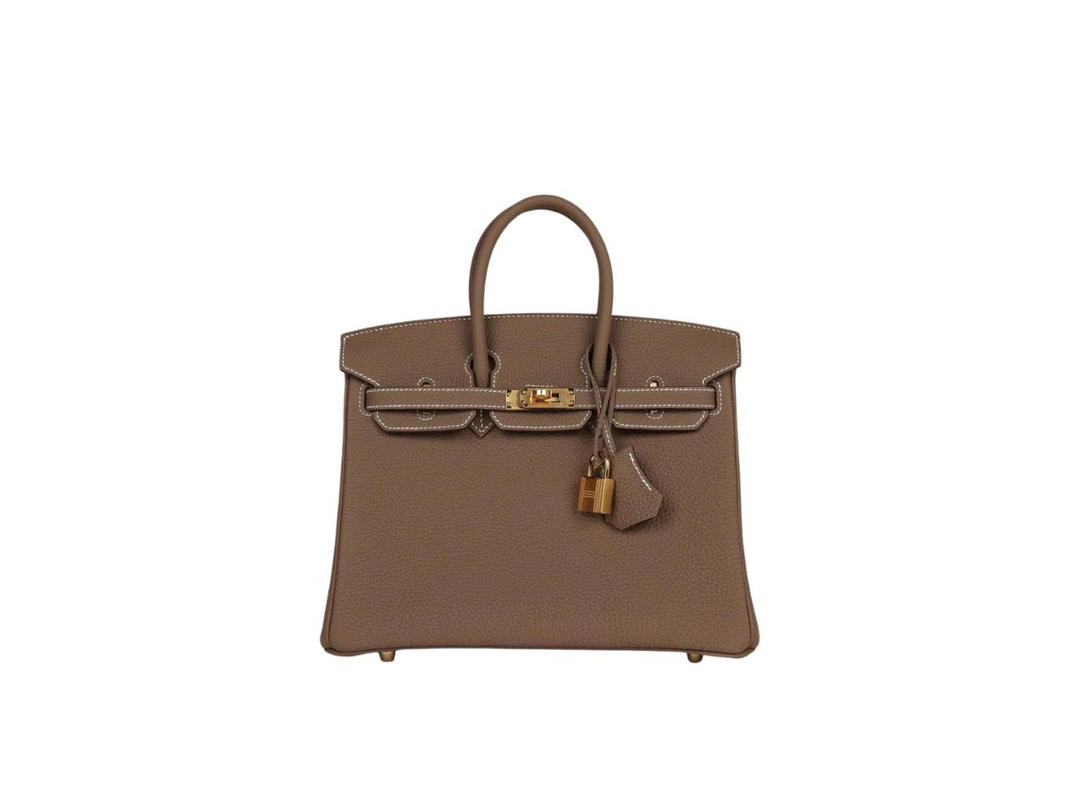 Hermes Hermes Birkin 25 Bag In Epsom Togo Leather With Gold-Plated Hardware Etoupe