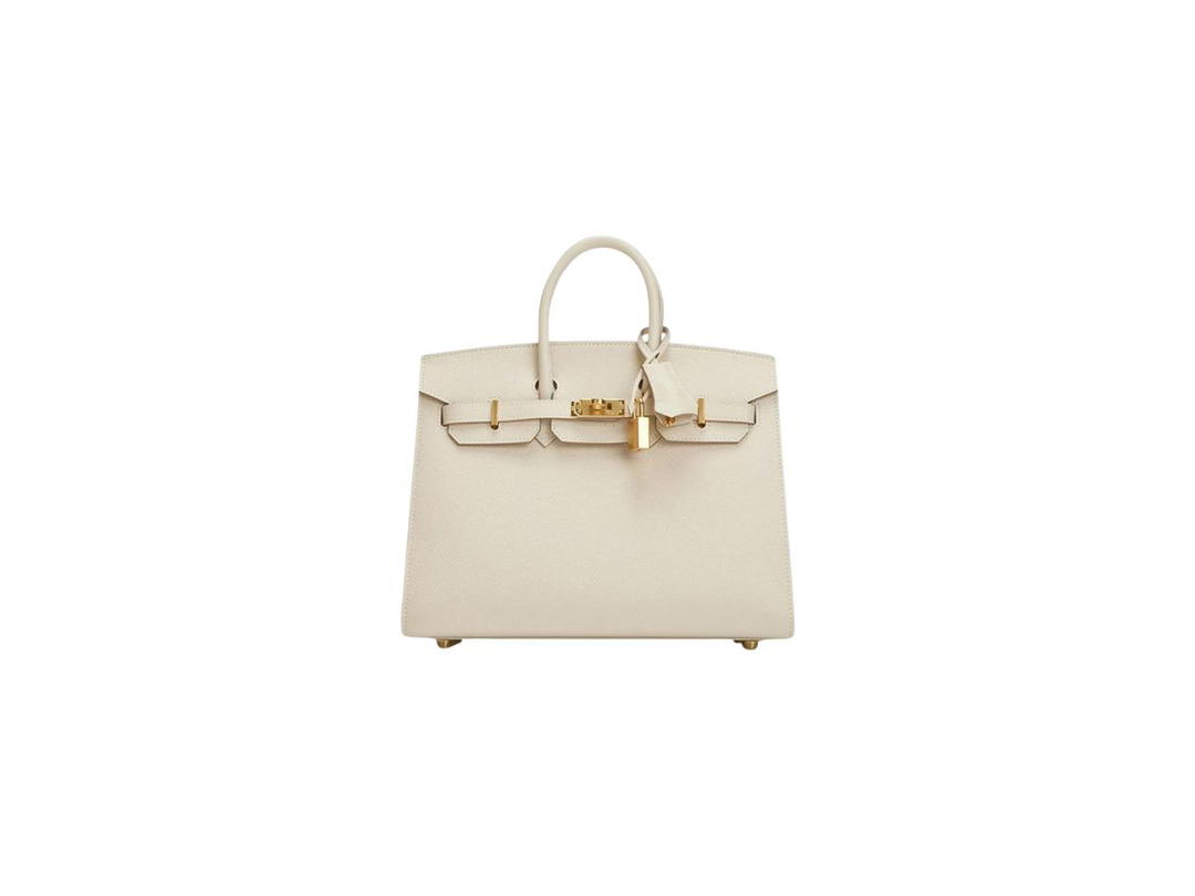 Hermes Hermes Birkin 25 Bag In Sellier Epsom With Gold-Plated Craie
