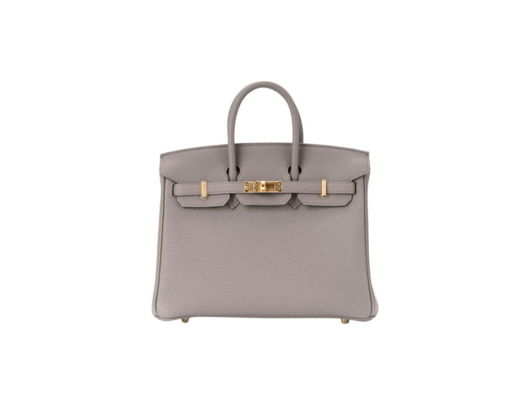 Hermes Hermes Birkin 25 Bag In Togo Leather With Gold Hardware Etain