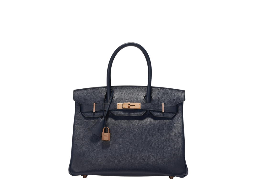 Hermes Hermes Birkin 30 Bag In Epsom Calfskin With Rose Gold Hardware Bleu Indigo