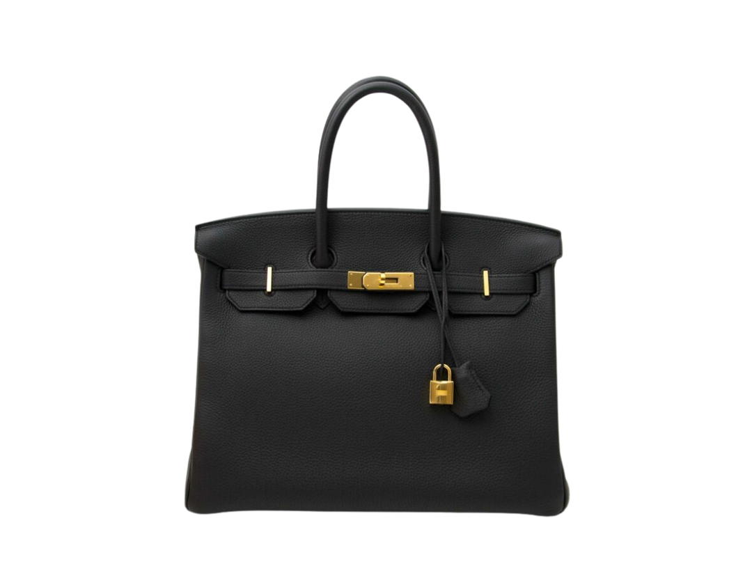 Hermes Hermes Birkin 35 Bag In Togo Calfskin With Gold Hardware Noir