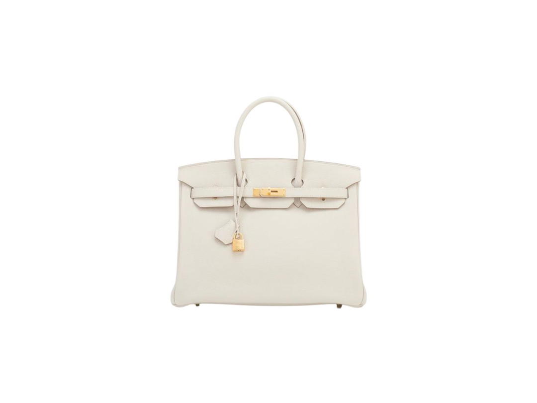 Hermes Hermes Birkin 35 Bag In Togo Leather With Sparkling Gold Hardware Chalk