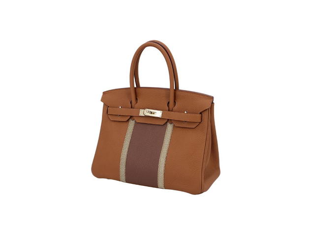 Hermes Hermes Birkin Club 30 Bag In Taurillon Clemence Leather And Ficelle Lizard With Permabrass-Plated Hardware Gold And Marron D'Inde (Limited Edition) - view 2